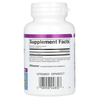 Natural Factors Stress-Relax Suntheanine L-Theanine 125 mg, Non-Drowsy Stress Support for Mental Calmness and Relaxation, 60 Capsules