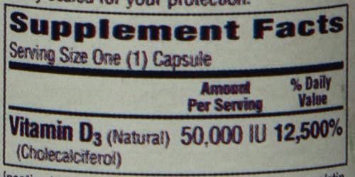 Bio-Tech Pharmacal D3-50 50,000 IU, 100 Capsules – All-Natural Supplement – Supports Bone, Heart, Neuromuscular, & Immune Health – No Dairy, Fish, Gluten, Peanut, Shellfish, & Soy - görsel 1