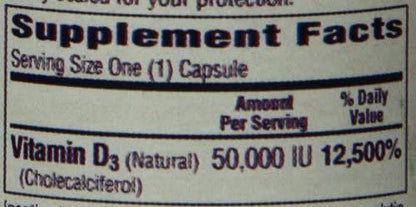 Bio-Tech Pharmacal D3-50 50,000 IU, 100 Capsules – All-Natural Supplement – Supports Bone, Heart, Neuromuscular, & Immune Health – No Dairy, Fish, Gluten, Peanut, Shellfish, & Soy