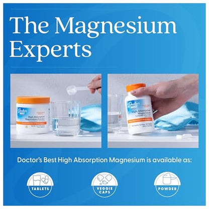 Doctor's Best High Absorption Magnesium Glycinate Lysinate Supplement for Sleep Support - Chelated Magnesium Tablets for Women & Men, 200mg per Serving, Supports Calm & Relaxation, Vegan - 240 Count