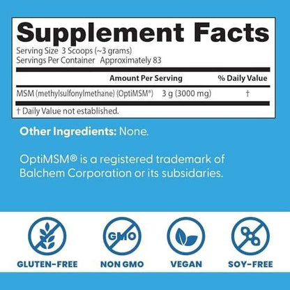 Doctor's Best MSM Powder Supplement for Men & Women - Supports Hair, Skin, Nails, Joint Health, & Mobility, Delivers Beneficial Sulfur with OptiMSM, Gluten Free, Soy Free, Non GMO, Vegan - 8.8 oz