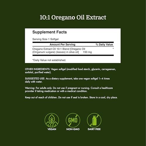 Swanson Oregano Oil 10:1 Extract Digestive and Respiratory Health Supplement for Adults Seeking Natural GI and Urinary Tract Support - 150 mg (120 Softgels) - görsel 7