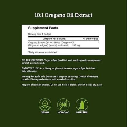 Swanson Oregano Oil 10:1 Extract Digestive and Respiratory Health Supplement for Adults Seeking Natural GI and Urinary Tract Support - 150 mg (120 Softgels)