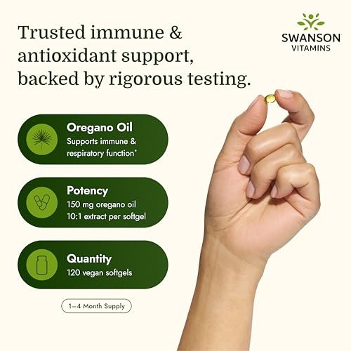 Swanson Oregano Oil 10:1 Extract Digestive and Respiratory Health Supplement for Adults Seeking Natural GI and Urinary Tract Support - 150 mg (120 Softgels) - görsel 5