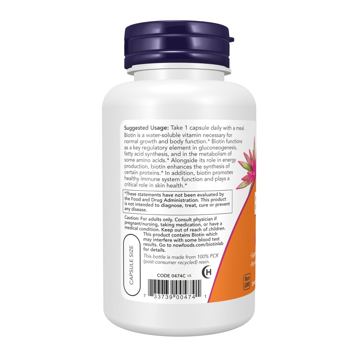 NOW Foods Supplements, Biotin 5,000 mcg, Amino Acid Metabolism*, Energy Production*, 120 Veg Capsules - görsel 1