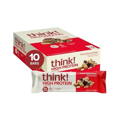 think! Protein Bars, High Protein Snacks, Gluten Free, Kosher Friendly, Chunky Peanut Butter, Nutrition Bars, 2.1 Oz per Bar, 10 Count (Packaging May Vary) - görsel 2