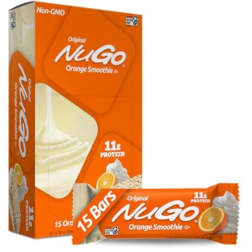 NuGo Protein Bar, Orange Smoothie, 11g Protein, Gluten Free, 15 Count - görsel 1