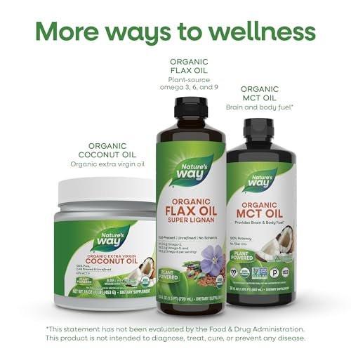 Nature's Way Organic Flax Oil Super Lignan, Cold-Pressed Flaxseed Oil with Omega-3 ALA, Unrefined Organic Liquid Flax Oil Supplement, Unflavored, 24 Fl Oz - görsel 6
