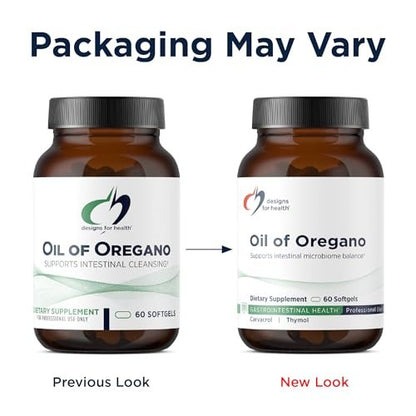 Designs for Health Oil of Oregano - Oregano Oil Capsules with Highly Concentrated Carvacrol - Supports Intestinal Cleansing - Oregano Oil Pills for GI Support (60 Softgels)