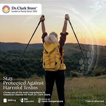 Dr Clark Store Cloves Supplement 500mg for Digestive Comfort and Balanced Internal Cleansing Support, 100 Gelatin Capsules for a 100-day Supply of Pure Botanical Wellness, Non-GMO and Gluten Free