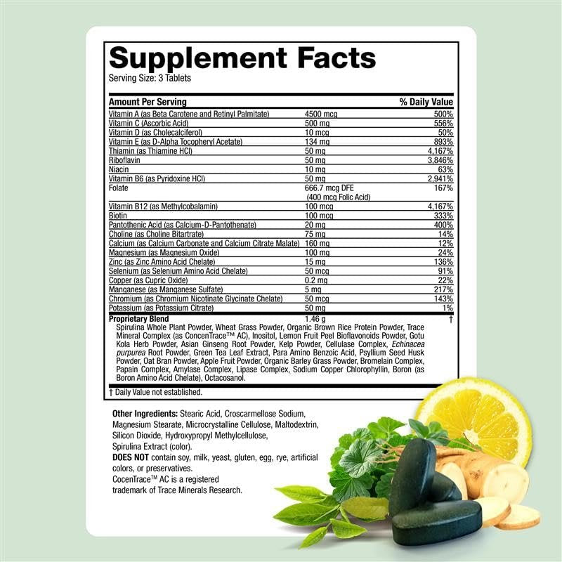Life's Fortune Whole Food Multivitamin & Mineral Supplement for Men & Women | Daily Energy Support Vitamins | Immune, Brain & Metabolism Support | Iron Free, 60 Vegetarian Tablets - görsel 13