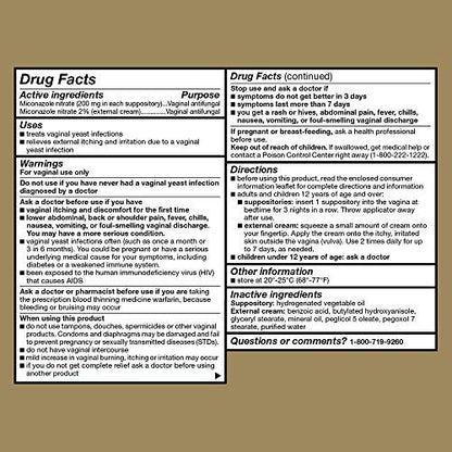 GoodSense Miconazole Nitrate Vaginal Suppositories & Cream - 3-Day Yeast Infection Treatment, Relieves Itching & Irritation, 200 mg Suppositories & 2% Cream