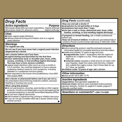 GoodSense Miconazole Nitrate Vaginal Suppositories & Cream - 3-Day Yeast Infection Treatment, Relieves Itching & Irritation, 200 mg Suppositories & 2% Cream