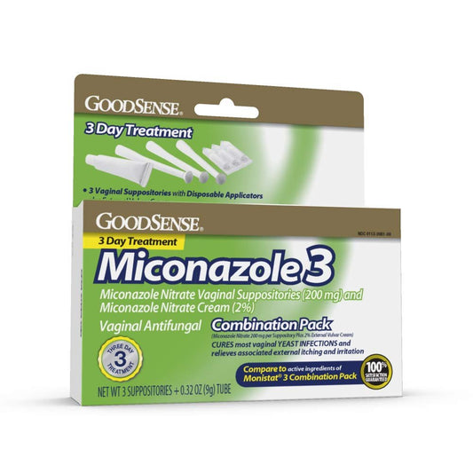 GoodSense Miconazole Nitrate Vaginal Suppositories & Cream - 3-Day Yeast Infection Treatment, Relieves Itching & Irritation, 200 mg Suppositories & 2% Cream