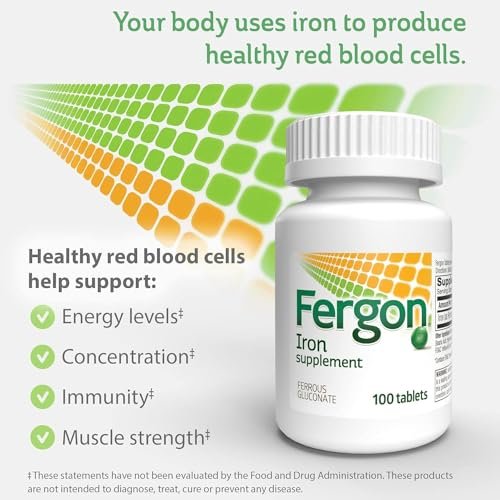 Fergon High Potency Iron Highly Soluble & Easily Digested, 27 mg Iron, 100 Tablets - görsel 13