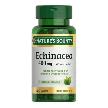 Nature's Bounty Echinacea, Herbal Supplement, Supports Immune Health, 400mg, 100 Capsules