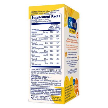 Enfamil Baby Vitamin D-Vi-Sol Vitamin D Liquid Supplement Drops for Infants, Supporting Strong Teeth & Bones in Newborn Babies, Easy-to-Use, Gluten-Free, 50 mL Dropper Bottle, Pack of 3
