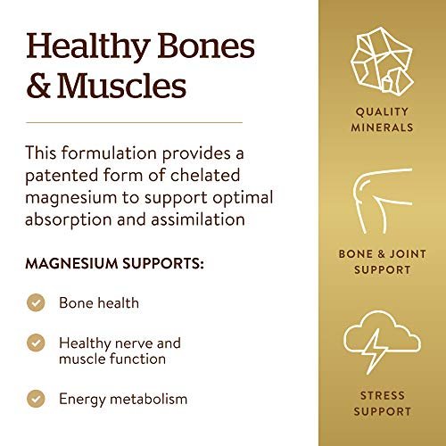 Solgar Chelated Magnesium, 250 Tablets - Supports Nerve & Muscle Function - Promotes Healthy Bones - Vital for Cellular Energy Release - Non-GMO, Vegan, Gluten Free, Dairy Free - 62 Servings - görsel 6
