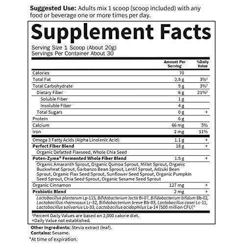 Garden of Life Super Seed - Vegetarian Whole Food Fiber Supplement with Protein and Omega 3, 5oz (600g) Powder - görsel 3