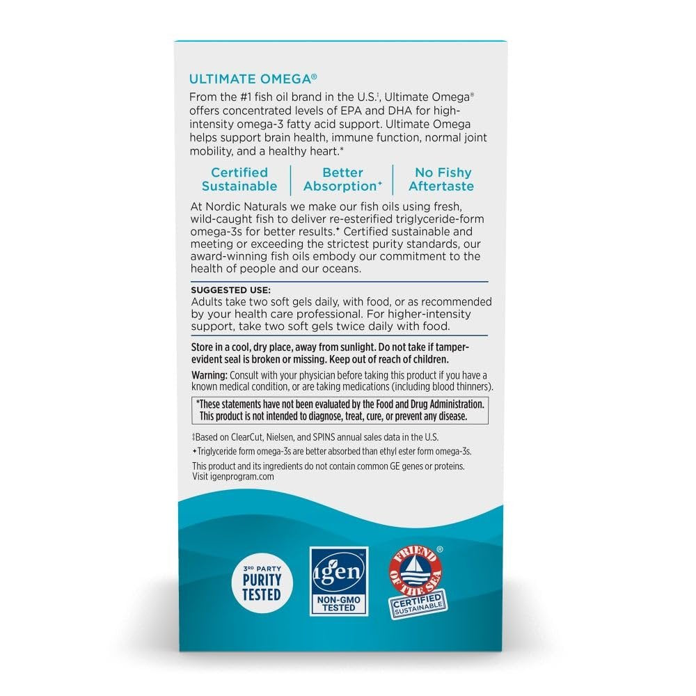Nordic Naturals Ultimate Omega, Lemon Flavor – High Potency Omega-3s: Each two-soft gel serving provides 1280 mg – Image 1