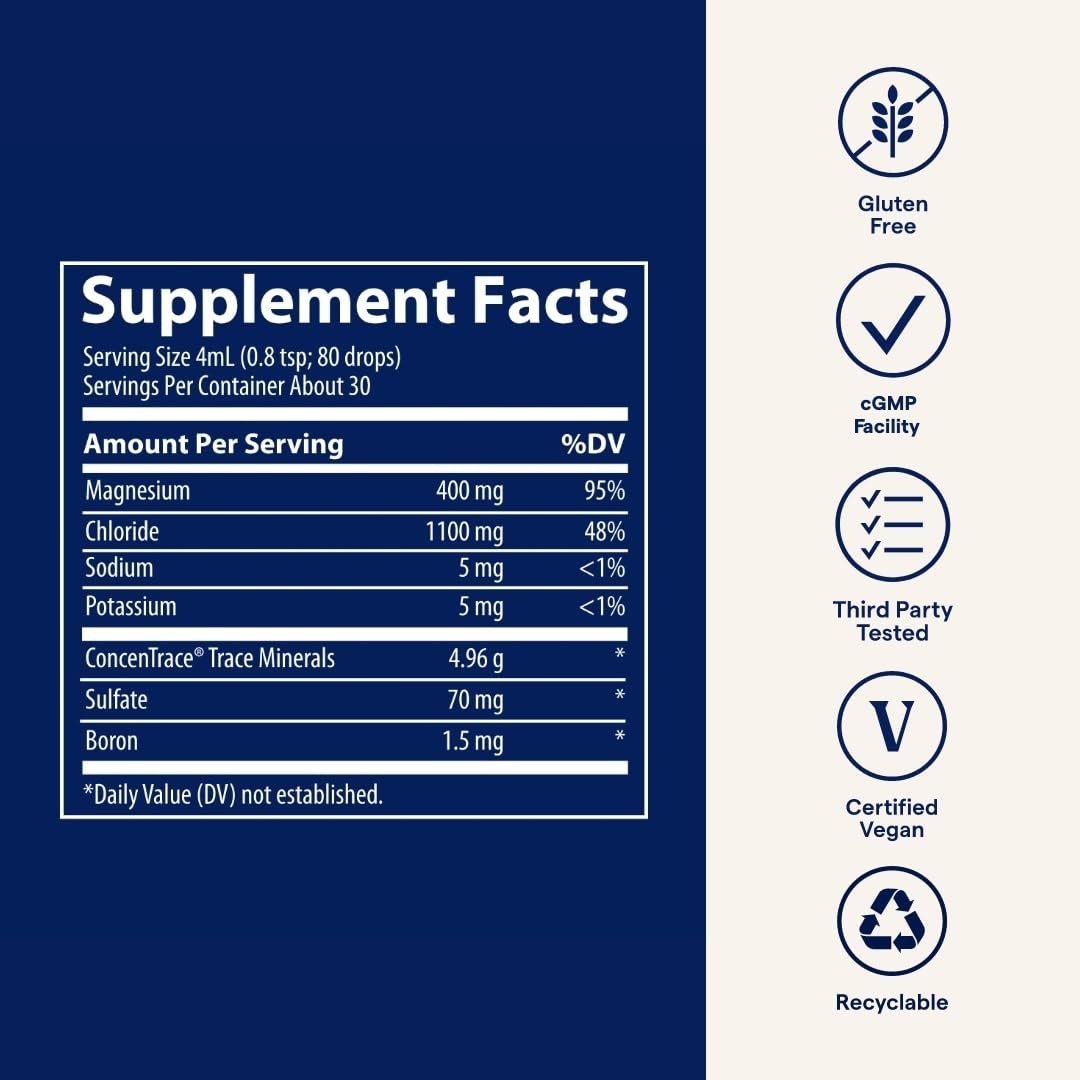 Trace Minerals Mega-Mag - Liquid Magnesium Supplement for Vitality & Energy Support - Muscle, Bone & Nerve Health - Natural Daily Drops - Non-GMO, Vegan & Gluten-Free - 4 fl oz (30 Servings) - görsel 14