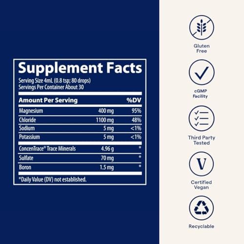 Trace Minerals Mega-Mag - Liquid Magnesium Supplement for Vitality & Energy Support - Muscle, Bone & Nerve Health - Natural Daily Drops - Non-GMO, Vegan & Gluten-Free - 4 fl oz (30 Servings) - görsel 13