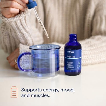 Trace Minerals Mega-Mag - Liquid Magnesium Supplement for Vitality & Energy Support - Muscle, Bone & Nerve Health - Natural Daily Drops - Non-GMO, Vegan & Gluten-Free - 4 fl oz (30 Servings)