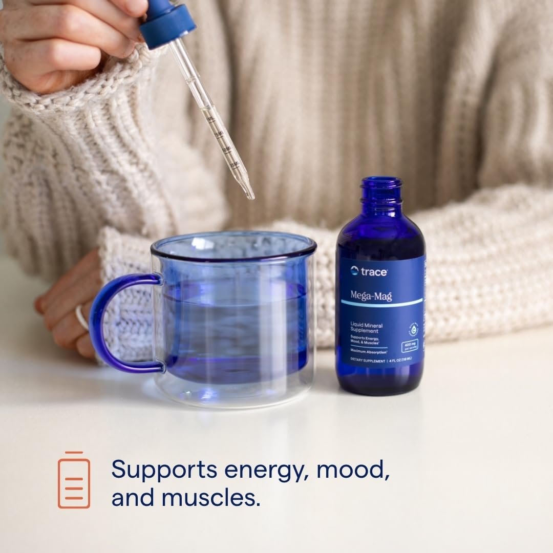 Trace Minerals Mega-Mag - Liquid Magnesium Supplement for Vitality & Energy Support - Muscle, Bone & Nerve Health - Natural Daily Drops - Non-GMO, Vegan & Gluten-Free - 4 fl oz (30 Servings) - görsel 6