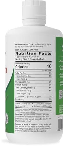 Nature’s Way Aloe Vera Leaf Juice, Flavorless Juice 99.5% Purified from Concentrate, Certified by The International Aloe Science Council, Unflavored, 33.8 Fl Oz - görsel 18