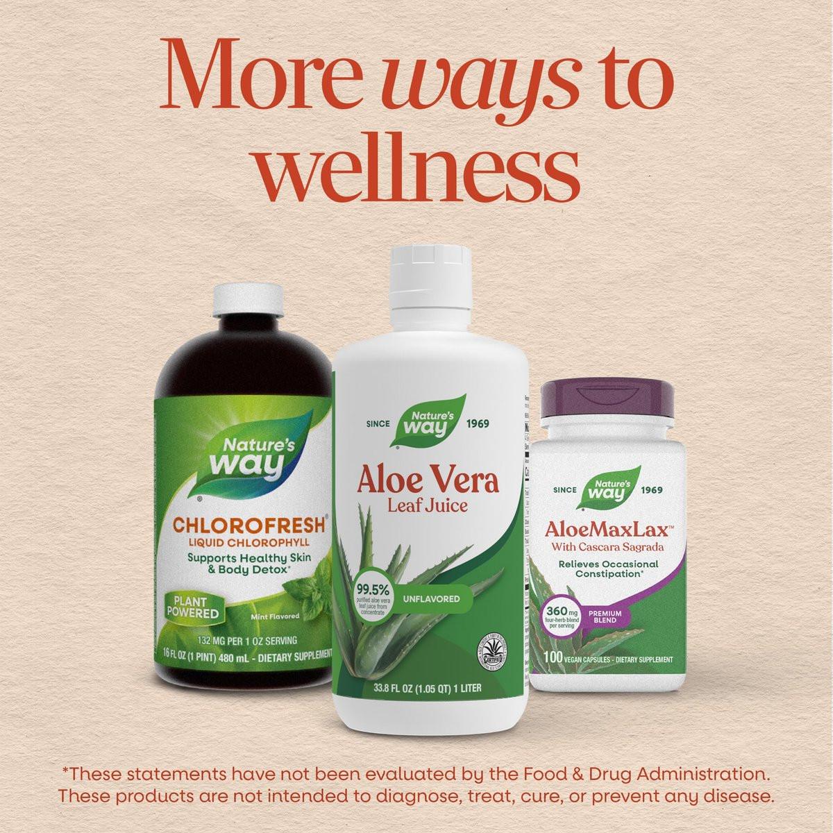 Nature’s Way Aloe Vera Leaf Juice, Flavorless Juice 99.5% Purified from Concentrate, Certified by The International Aloe Science Council, Unflavored, 33.8 Fl Oz - görsel 15