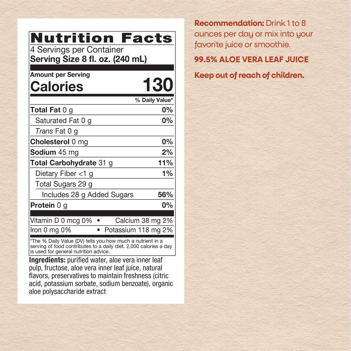 Nature’s Way Aloe Vera Leaf Juice, Flavorless Juice 99.5% Purified from Concentrate, Certified by The International Aloe Science Council, Unflavored, 33.8 Fl Oz - görsel 13