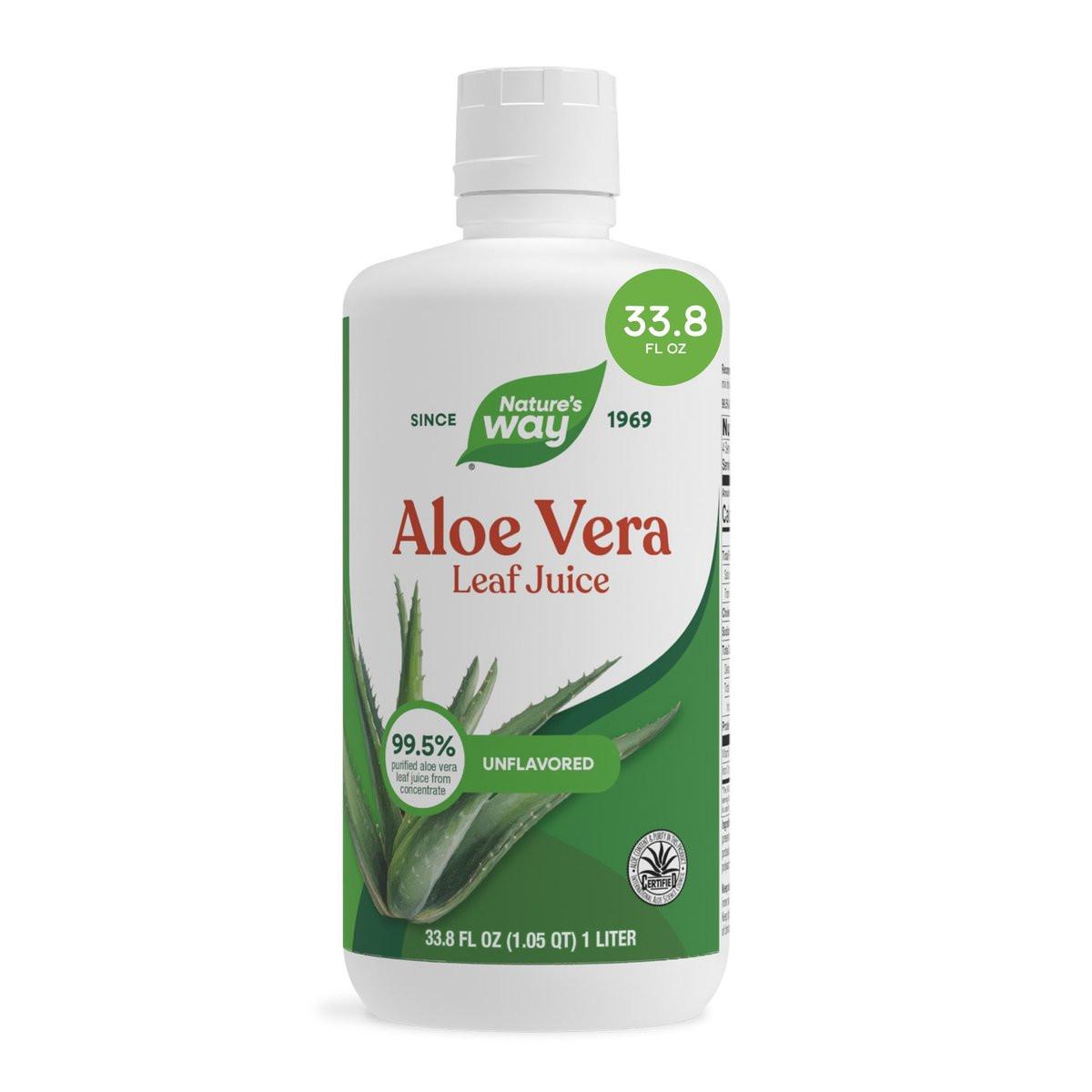 Nature’s Way Aloe Vera Leaf Juice, Flavorless Juice 99.5% Purified from Concentrate, Certified by The International Aloe Science Council, Unflavored, 33.8 Fl Oz - görsel 1