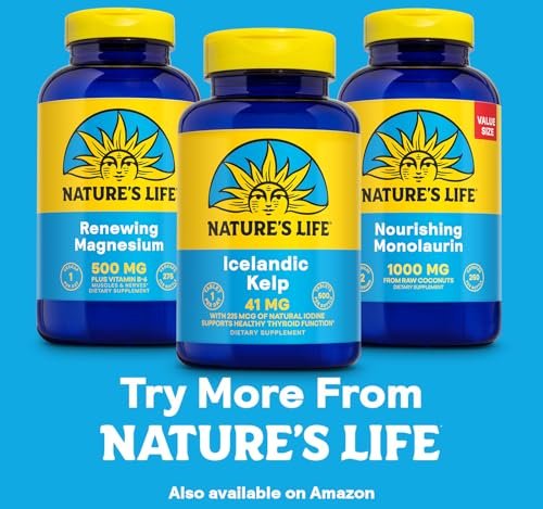 Nature’s Life Icelandic Kelp 41 mg - Iodine Tablets, Sea Kelp Seaweed Supplement for Thyroid Support, Natural, Gluten Free, Non-GMO Green Superfood, 225 mcg Iodine Pills - 500 Tablets (500 Servings) - görsel 7
