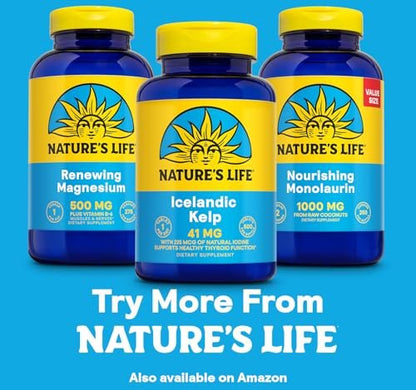 Nature’s Life Icelandic Kelp 41 mg - Iodine Tablets, Sea Kelp Seaweed Supplement for Thyroid Support, Natural, Gluten Free, Non-GMO Green Superfood, 225 mcg Iodine Pills - 500 Tablets (500 Servings)