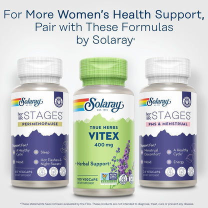 SOLARAY Vitex Berry 400mg | Women's Healthy Hormone Balance Formula | Menstruation & Menopause Support, 100ct