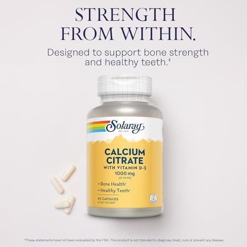 Solaray Calcium Citrate with Vitamin D3 1000mg - Bone Strength and Healthy Teeth Support - Gentle Digestion Formula - Lab Verified, 60-Day Guarantee - 15 Servings, 90 Capsules - görsel 6