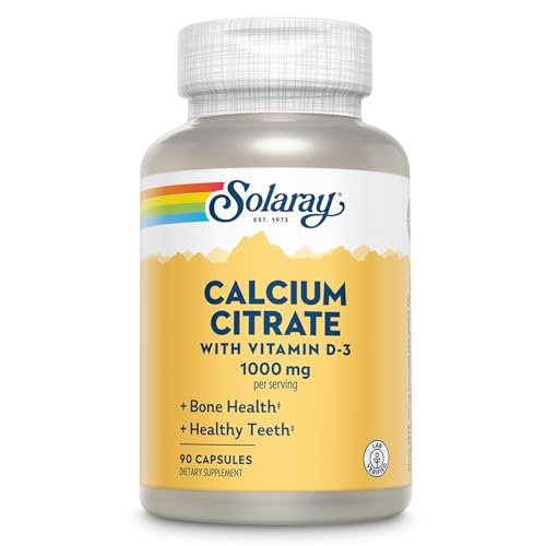Solaray Calcium Citrate with Vitamin D3 1000mg - Bone Strength and Healthy Teeth Support - Gentle Digestion Formula - Lab Verified, 60-Day Guarantee - 15 Servings, 90 Capsules - görsel 2