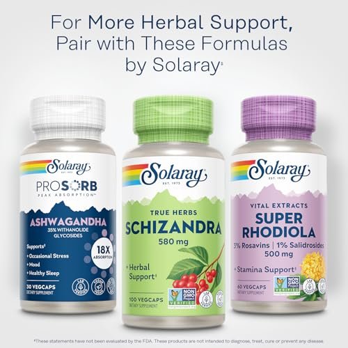 Solaray Schizandra Berry 580 mg - Schisandra Supplement, Pure Schisandra Berry Extract Capsules, Natural Health Support for Women and Men - 100 VegCaps - görsel 5