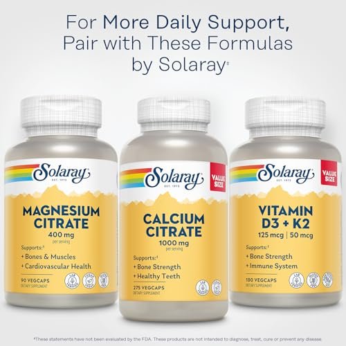 SOLARAY Magnesium Citrate 400mg - Magnesium Supplement - Bone Health, Muscle, Relaxation and Heart Health Support - Vegan, Gluten Free - 30 Servings, 90 VegCaps - görsel 12