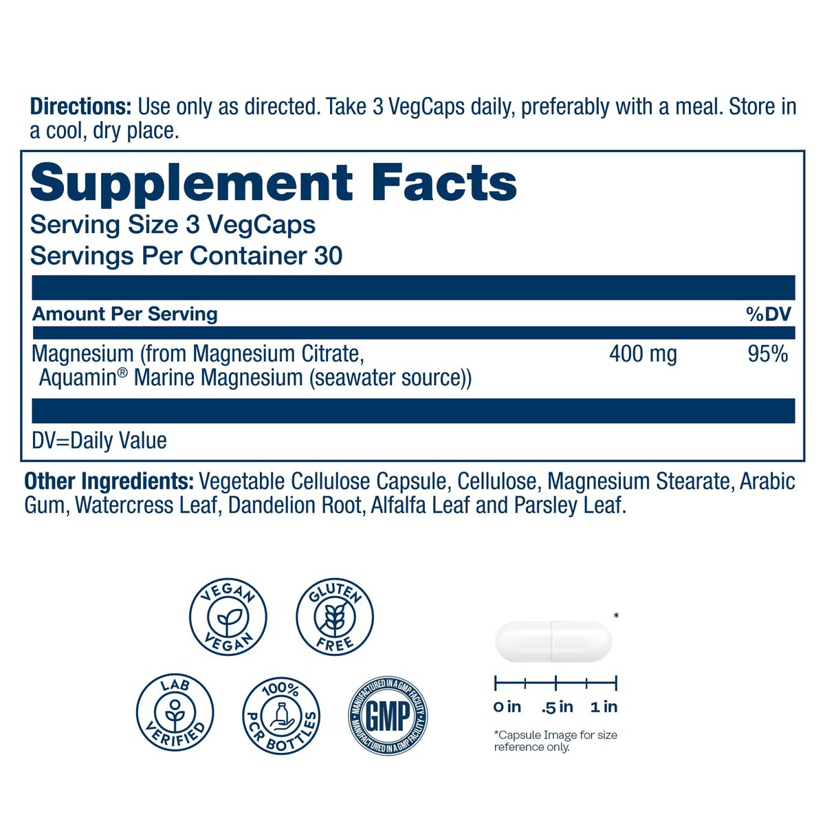 SOLARAY Magnesium Citrate 400mg - Magnesium Supplement - Bone Health, Muscle, Relaxation and Heart Health Support - Vegan, Gluten Free - 30 Servings, 90 VegCaps - görsel 3