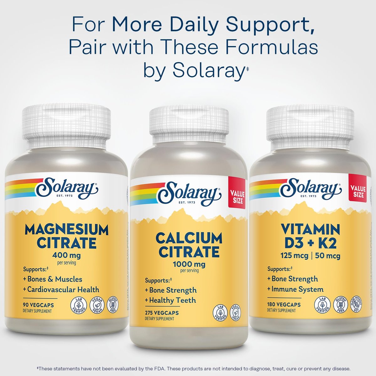 SOLARAY Magnesium Citrate 400mg - Magnesium Supplement - Bone Health, Muscle, Relaxation and Heart Health Support - Vegan, Gluten Free - 30 Servings, 90 VegCaps - görsel 11
