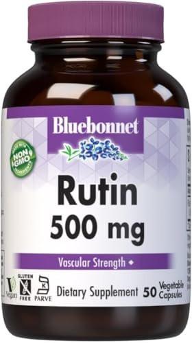 Bluebonnet Nutrition Rutin 500mg (Sophora Japonica) Antioxidant Bioflavonoid for Vascular Support* Vegan, Gluten-Free, Soy-Free - Plant-Based Rutin Supplement - 50 Vegetable Capsules