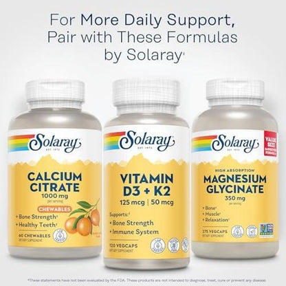 SOLARAY Calcium Citrate 1000mg - Chewable Calcium Supplements for Women and Men - Healthy Teeth and Bone Support - Great, Natural Orange Flavor - Vegan, Gluten Free, 60-Day Guarantee - 15 Servings