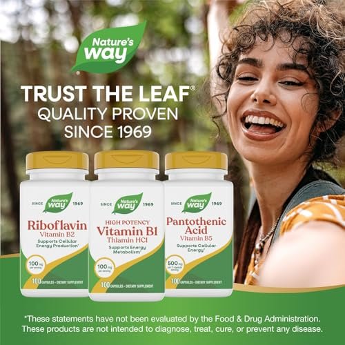 Nature's Way Vitamin B1, High Potency, 100 mg Thiamin per Serving, Thiamin HCl, Supports Energy Metabolism*, Gluten Free, 100 Capsules (Packaging May Vary) - görsel 7
