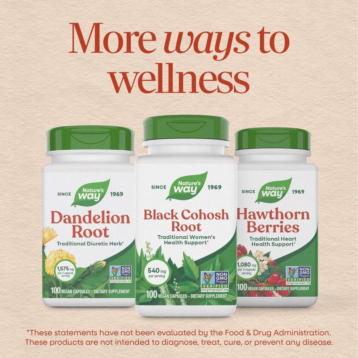 Nature's Way Herbs Black Cohosh Root Capsules, Traditional Women’s Herbal Supplement*, Cimicifuga Racemosa Root, Non-GMO Project Verified, Vegan Capsules, 180 Count - görsel 9