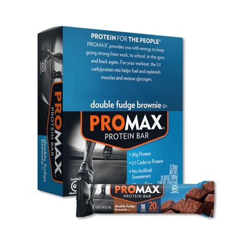 Promax Protein Bar, Double Fudge Brownie, 20g High Protein, Gluten Free, 12 Count - görsel 1