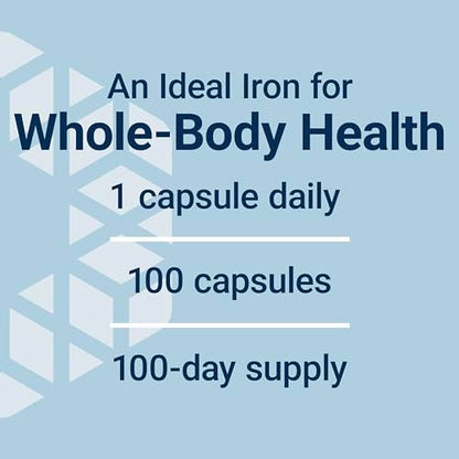 Life Extension Iron Protein Plus - Iron Protein Succinylate, Absorbable Iron Supplement for Whole-Body Health, Non-GMO, Gluten-Free, Vegetarian, 100 Capsules