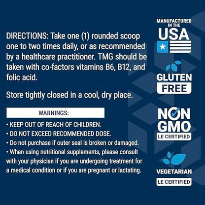 Life Extension TMG Powder – Trimethylglycine – Helps Maintain Normal Homocysteine Levels, Heart Health – Gluten-Free, Non-GMO, Vegetarian – Net Wt. 50 g (0.11 lb. or 1.76 oz.)