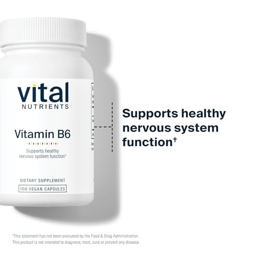 Vital Nutrients Vitamin B6 - Vegan Pyridoxine HCl B6 Vitamins for Nervous System, Muscle, Bone Health* - High-Potency Vitamin B6 for Menstrual Discomfort * - Gluten, Dairy, Soy Free -100 Capsules - görsel 10