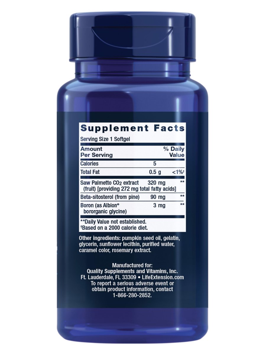 Life Extension PalmettoGuard Saw Palmetto & Beta-Sitosterol – Supports Healthy Prostate Function & Hormone Metabolism Health – Supplements for Men - Gluten-Free, Non-GMO – 30 softgels - görsel 4
